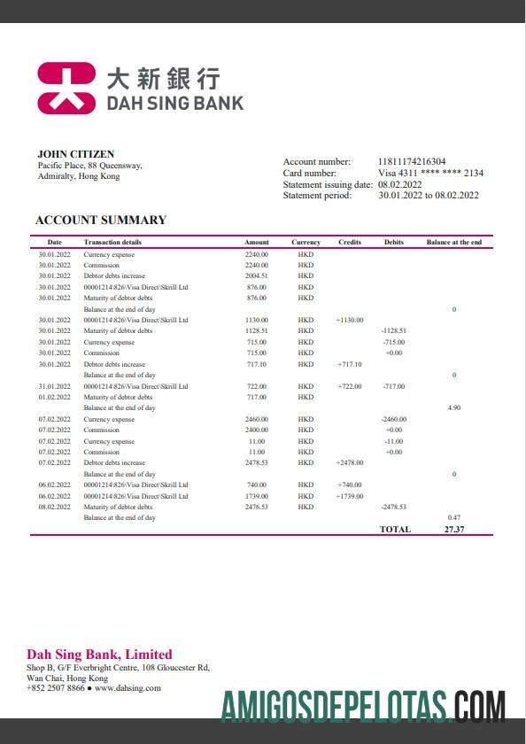 Dapat Diedit Hong Kong DAH Sing bank laporan templat, Word and PDF format
