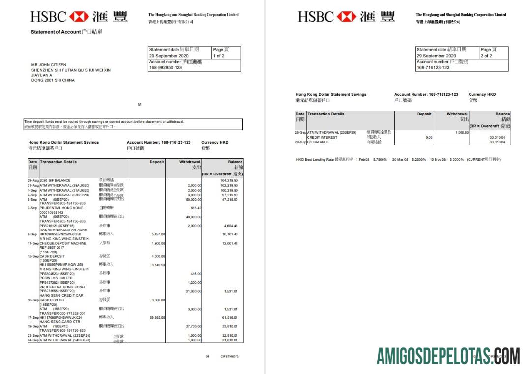 Hong Kong HSBC The Hongkong and Shanghai Banking Corporation 2 pages makering