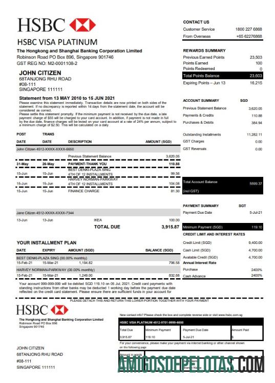 Berkualitas Hong Kong HSBC bank visa Platinum Kredit kartu laporan templat in .XLS and .PDF Berkas format