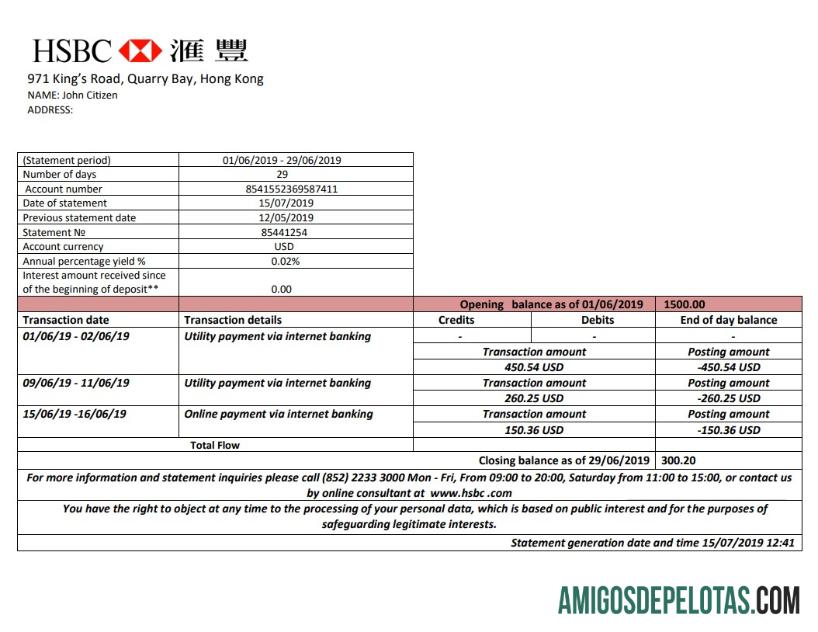 Profesional Hong Kong HSBC bank laporan easy to fill templat in Word and PDF format