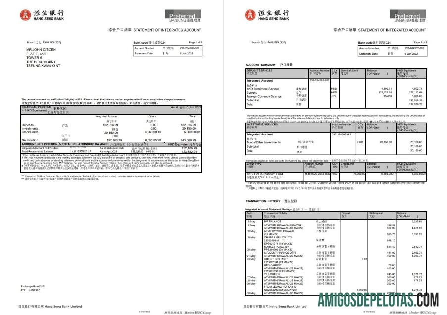 Hongkong Hang Seng bank laporan 2 pages desain