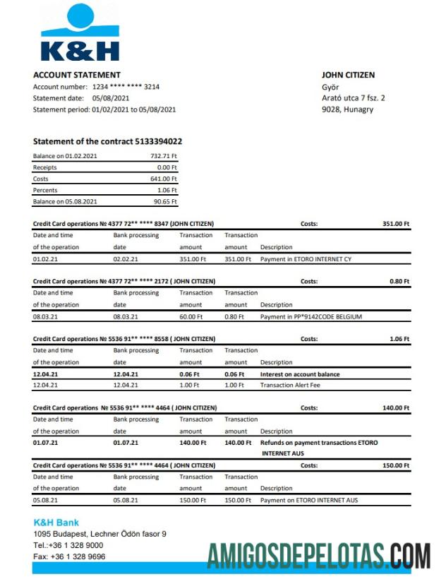 Dapat Diedit Hungaria K&H bank laporan easy to fill templat in Excel and PDF format