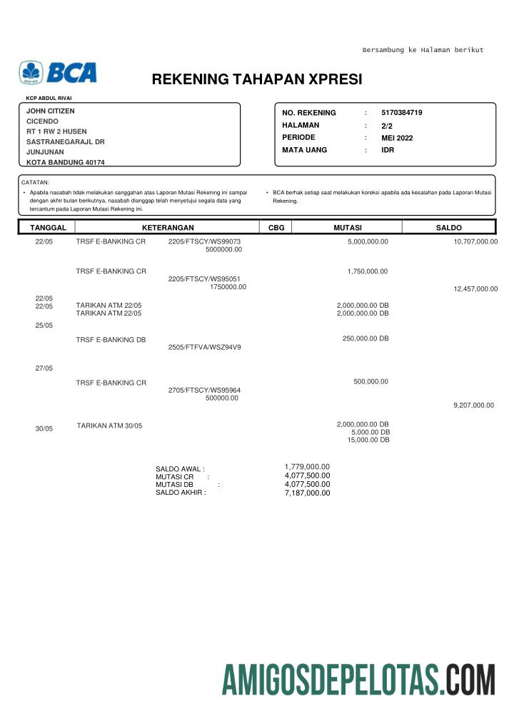 Realistis Indonesia BCA bank laporan templat, Word and PDF format