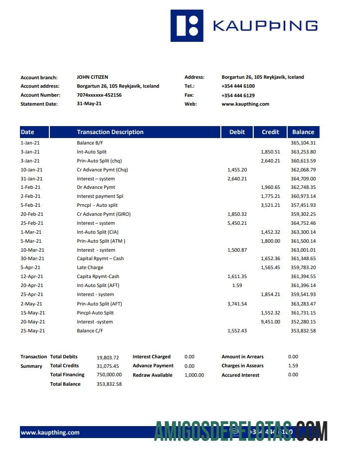 Premium Islandia Kaupthing bank laporan easy to fill templat in Excel and PDF format