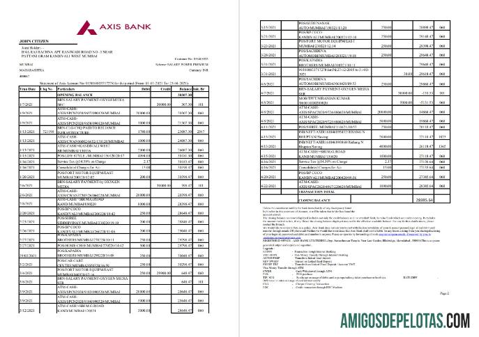 India Axis 2 pages Excel PDF makering