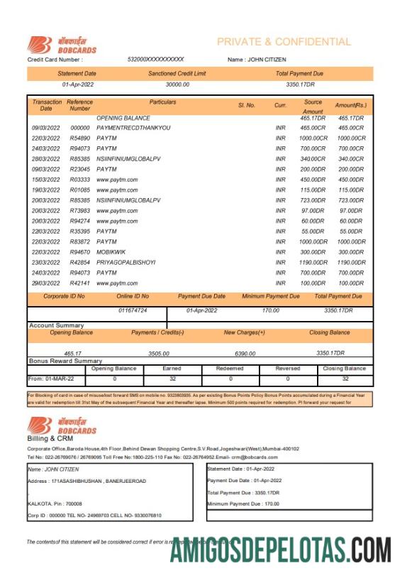 India bank of Baroda BOBCARDS bank laporan makering