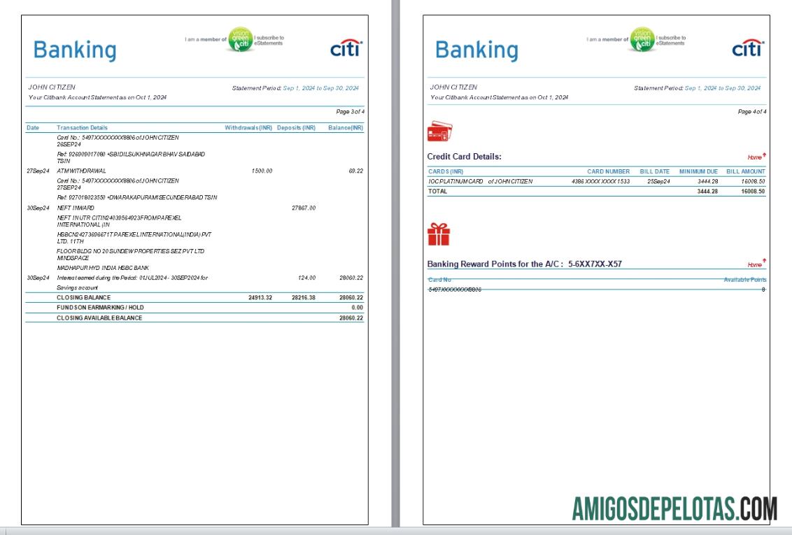 India Citibank bank laporan, 6 pages, 3 4 scr desain
