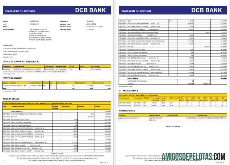 Dapat Diedit India DCB bank laporan Word and PDF templat, 2 pages