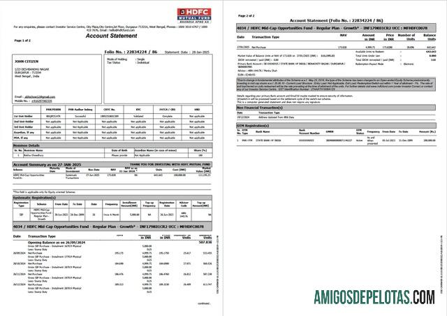 Dapat Diedit India HDFC bank rekening laporan┬áWord and PDF templat, 2 pages