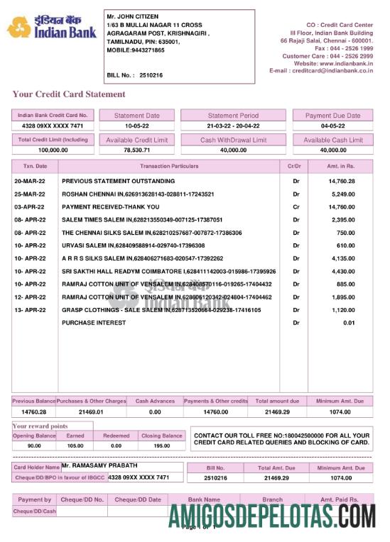 Realistis India Indian bank laporan templat, Word and PDF format, 2 pages
