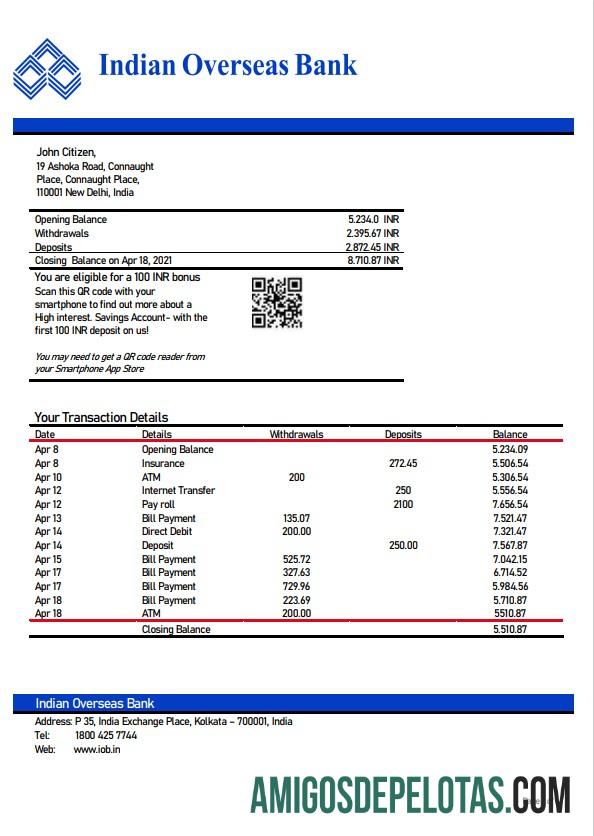Dapat Diedit India Indian Overseas bank laporan templat, Word and PDF format