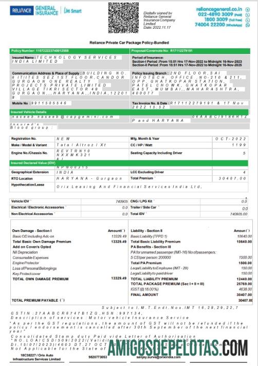 Berkualitas India Reliance General asuransi Perusahaan Limited lisensi bank laporan templat, Word and PDF format, 2 pages