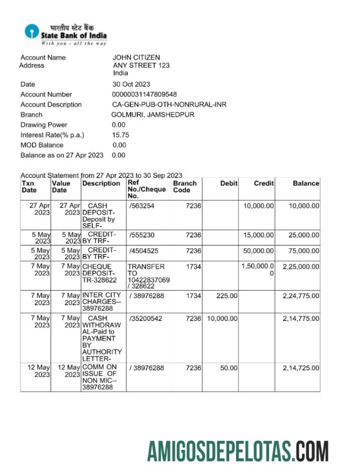 Berkualitas India State bank of Inida bank laporan Word and PDF templat scr