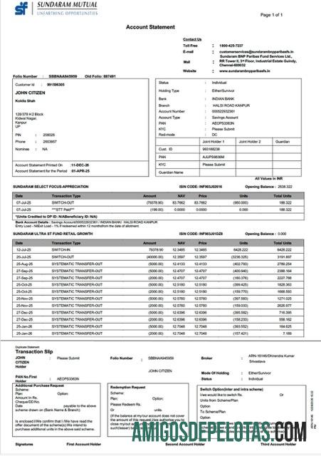 Premium India Sundaram Mutual┬árekening laporan┬áWord and PDF templat