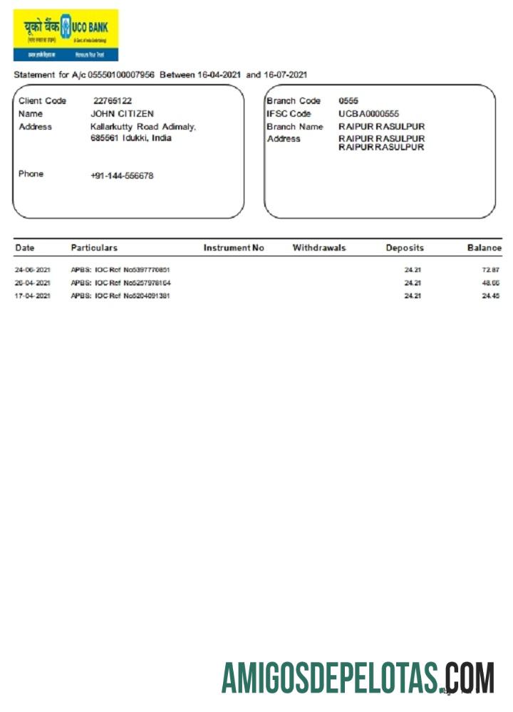 Realistis India UCO bank laporan templat in Word and PDF format