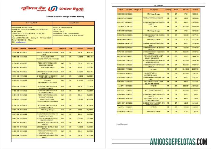 India serikat bank of India bank laporan, 2 pages sampel