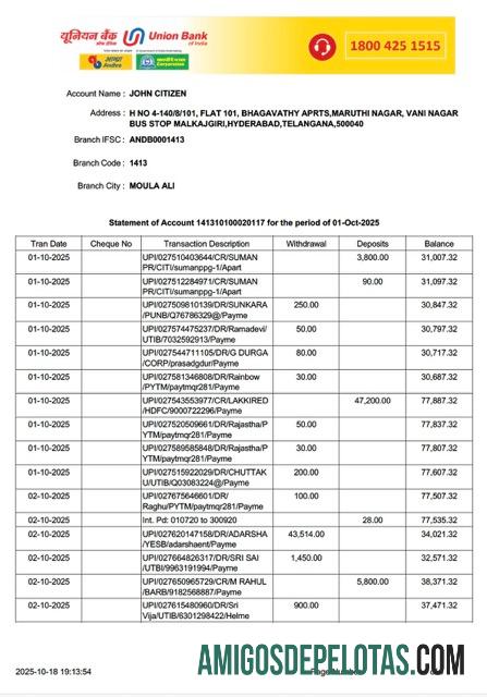 Realistis India serikat bank of India┬álaporan of rekening┬áWord and PDF templat
