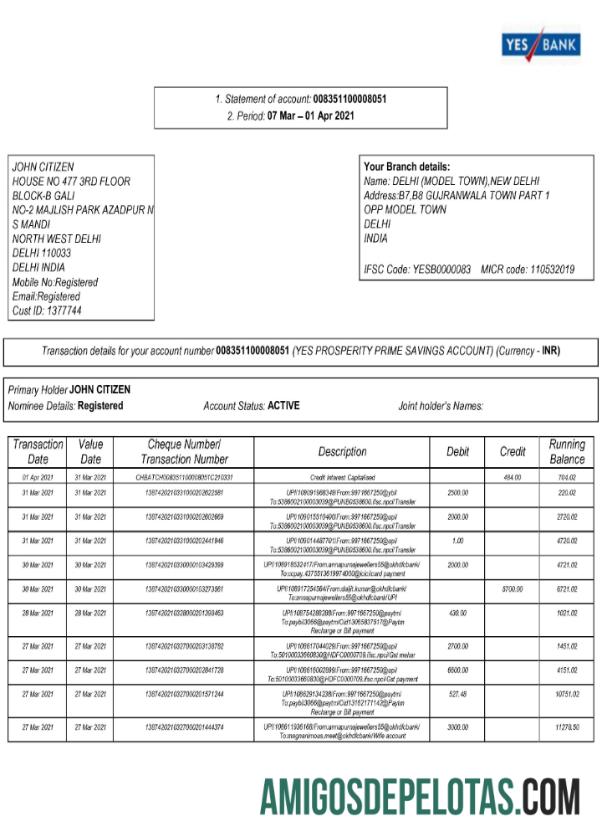 Profesional India Yes bank laporan Word and PDF templat, 2 pages scr