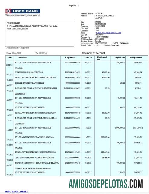 Dapat Diedit India┬áHDFC bank laporan┬áWord and PDF templat
