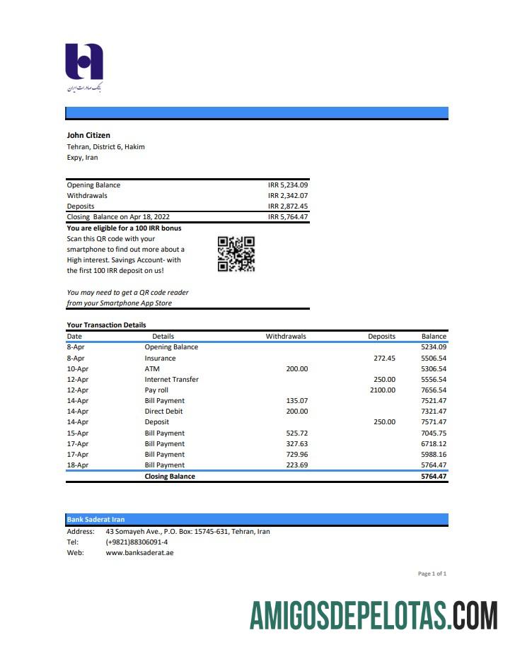 Iran bank Sederat Iran laporan XLS makering