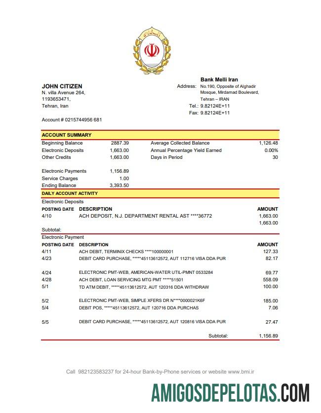 Berkualitas Iran Melli bank laporan templat in .XLS and .PDF Berkas format