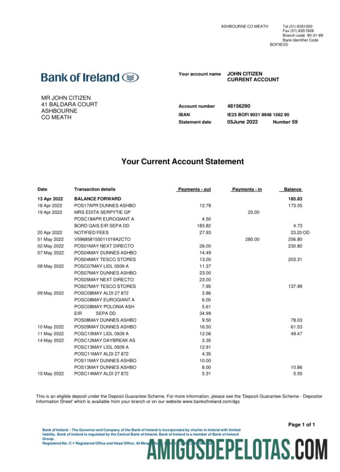Berkualitas Irlandia bank of Irlandia bank laporan templat, Word and PDF format, 2 pages