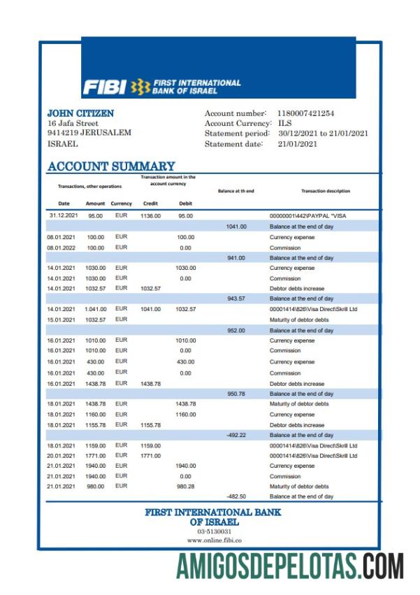 Dapat Diedit Israel First International bank of Israel bank laporan easy to fill templat in Excel and PDF format