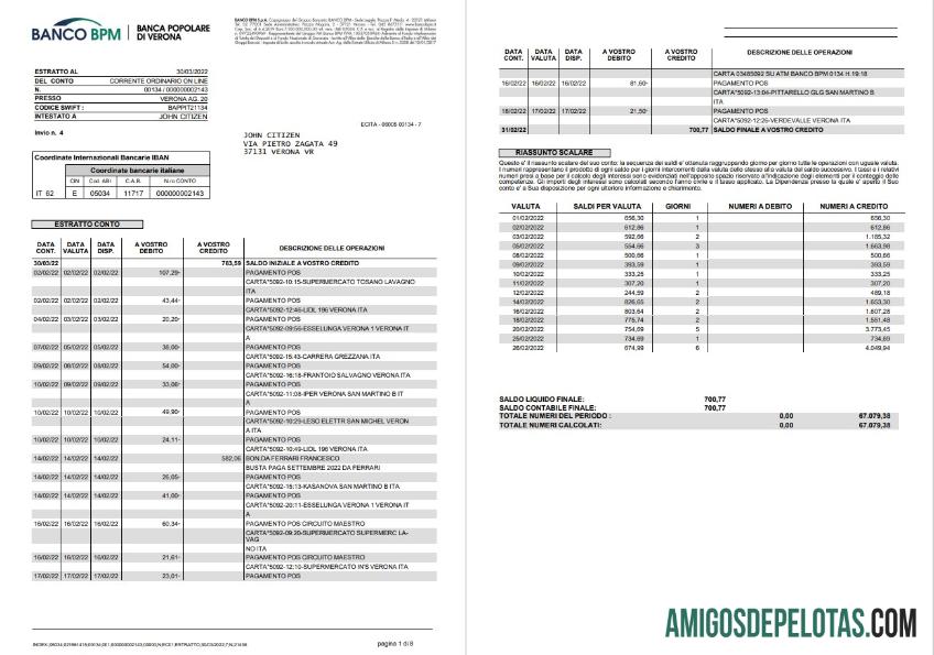 Italia Banco BPM bank laporan 8 pages templat