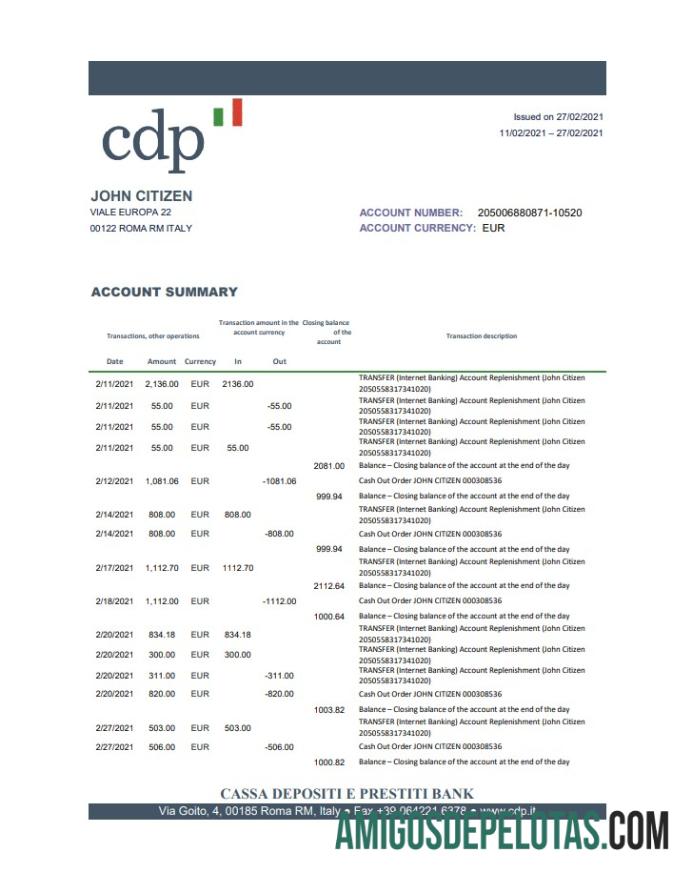 Profesional Italia Cassa Depositi e Prestiti bank laporan easy to fill templat in .XLS and .PDF Berkas format