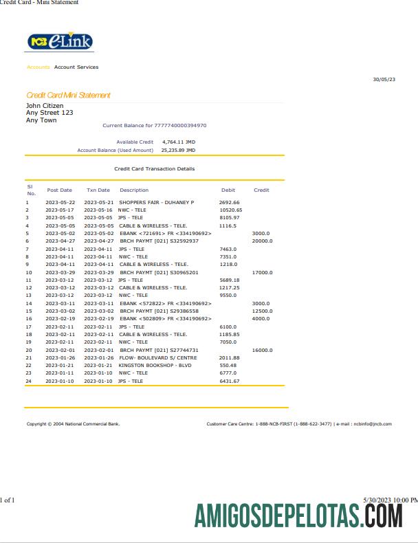 Realistis Jamaika nasional komersial bank laporan Word and PDF templat