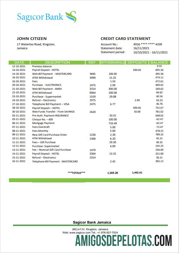 Profesional Jamaika Sagicor bank laporan templat, Word and PDF format (.doc and .PDF)