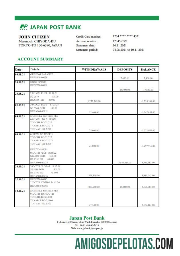 Dapat Diedit Jepang Post bank laporan easy to fill templat in Excel and PDF format