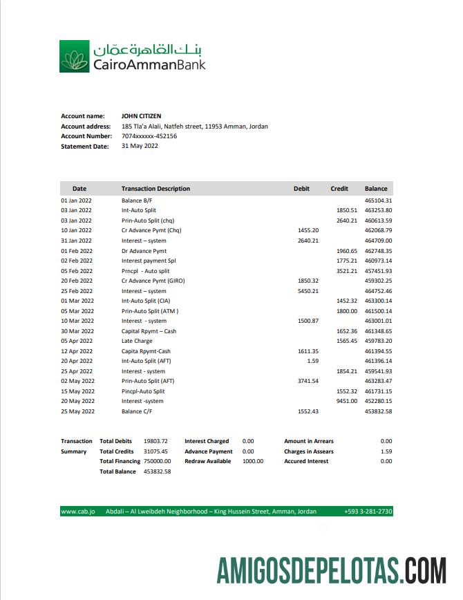 Profesional Yordania Cairo Amman bank laporan templat, Excel and PDF format