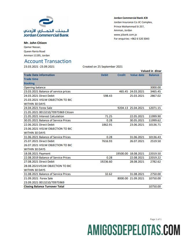 Premium Yordania komersial bank JCB bank laporan easy to fill templat in .XLS and .PDF Berkas format