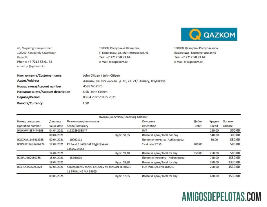 Berkualitas Kazakhstan Qazkom bank laporan easy to fill templat in Excel and PDF format