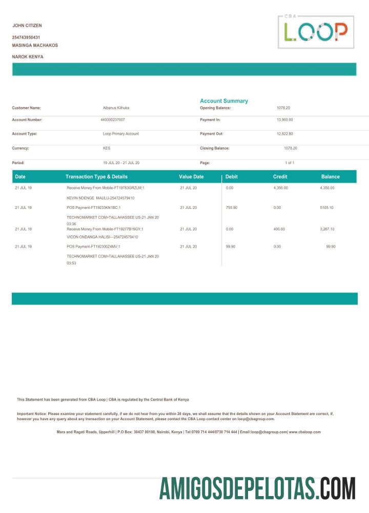 Premium Kenya Loop bank laporan Word and PDF templat