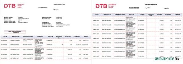 Dapat Diedit Kenya┬áDiamond Trust bank┬árekening laporan┬áWord and PDF templat, 2 pages