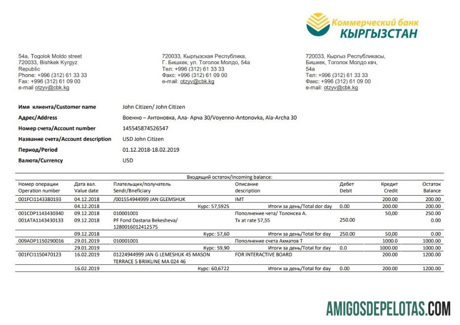 Berkualitas Kirgizstan Kirgizbank proof of address bank laporan templat in Word and PDF format