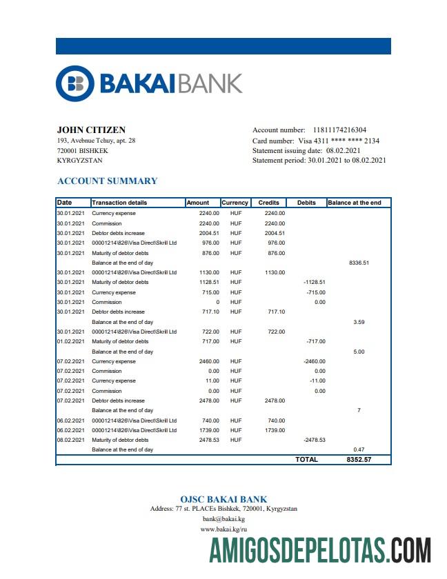 Premium Kirgizstan OJSC Bakai bank laporan easy to fill templat in Excel and PDF format