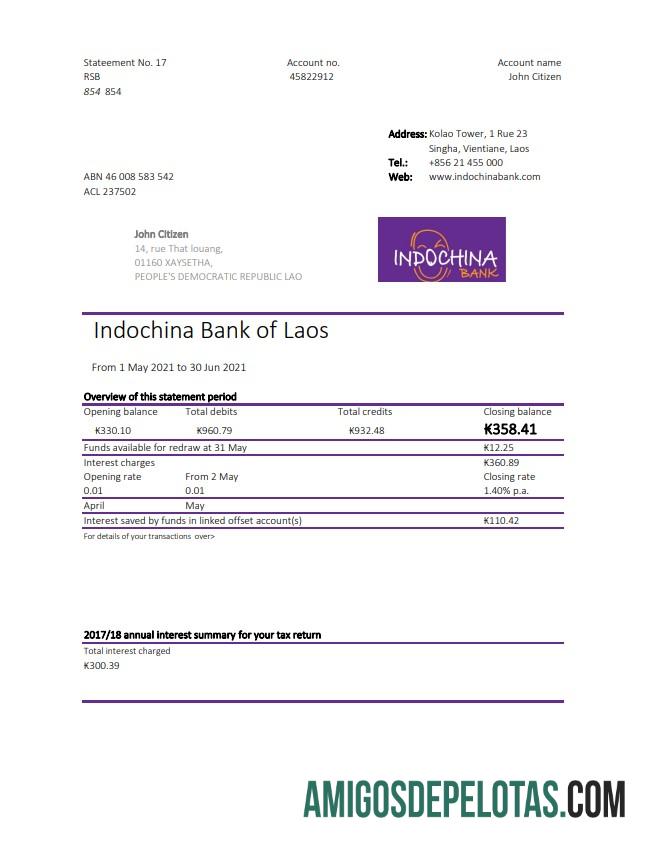 Premium Laos Indochina bank laporan easy to fill templat in Excel and PDF format
