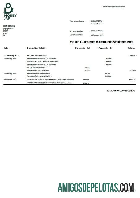 Dapat Diedit Latvia Money Jar┬árekening laporan┬áWord and PDF templat