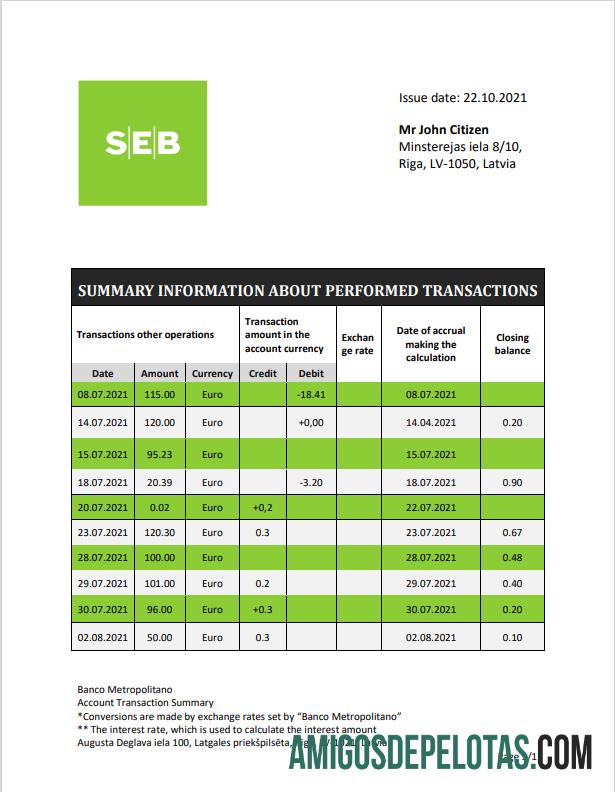 Realistis Latvia SEB bank laporan templat in Word and PDF format