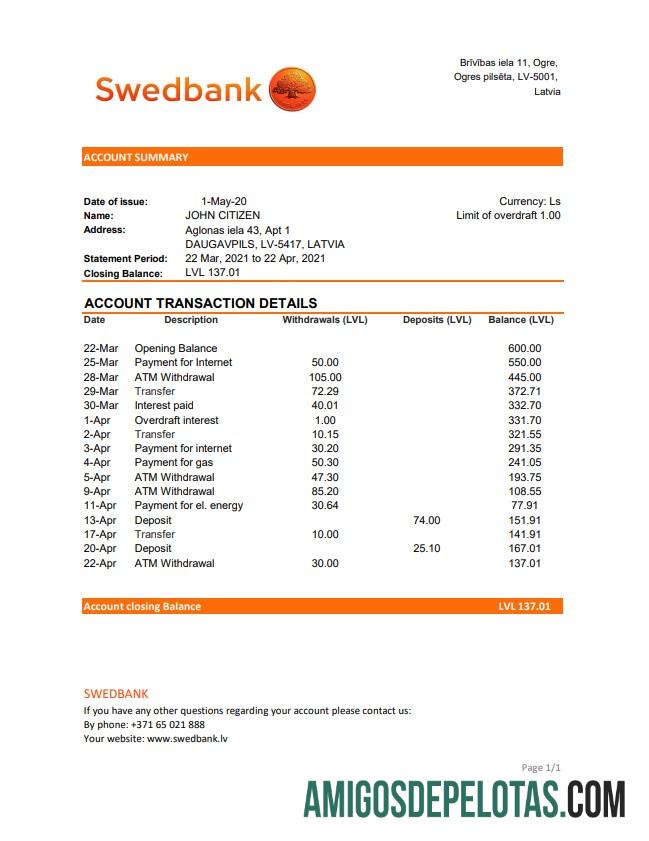 Berkualitas Latvia Swedbank bank laporan easy to fill templat in .XLS and .PDF Berkas format