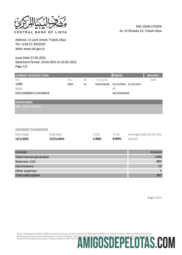 Libya Central bank Of Libya Excel PDF templat
