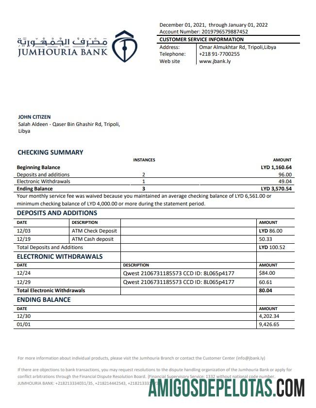 Libya Jumhouria bank laporan templat