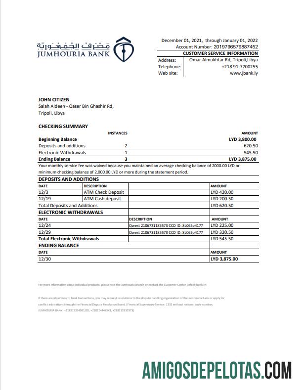 Realistis Libya Jumhouria bank laporan Excel and PDF templat