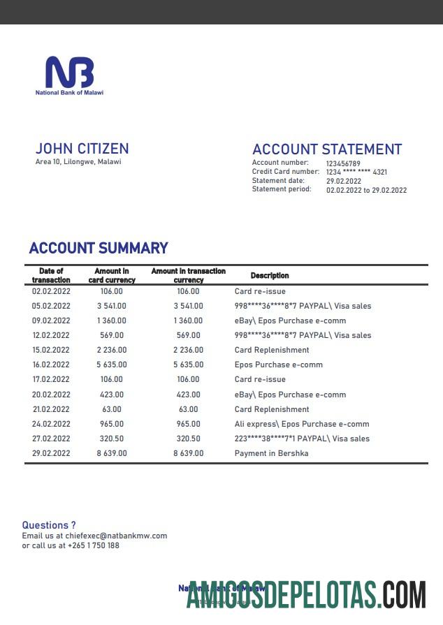 Malawi nasional bank of Malawi laporan pratinjau