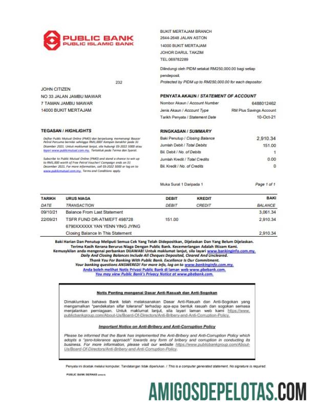 Dapat Diedit Malaysia Public bank laporan easy to fill templat in Excel and PDF format