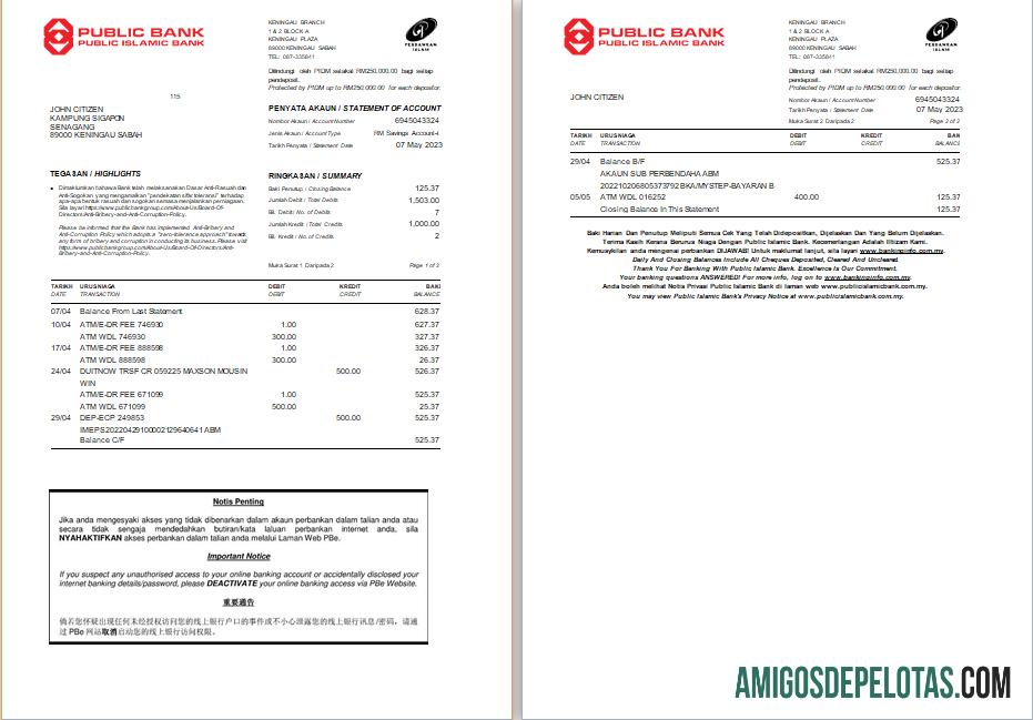 Premium Malaysia Public Islamic bank laporan Word and PDF templat, 2 pages