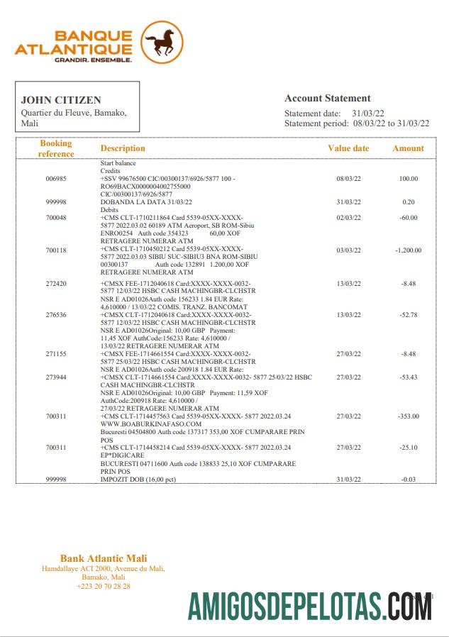 Mali Banque Atlantiaque bank laporan desain